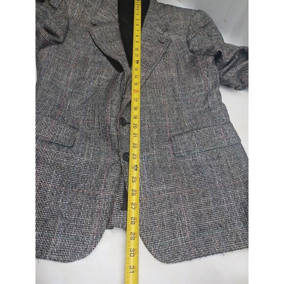 Vtg Evan Picone Mens Blazer Jacket Sz 40 Silk Tweed 2 Button Black White Red - Picture 7 of 11